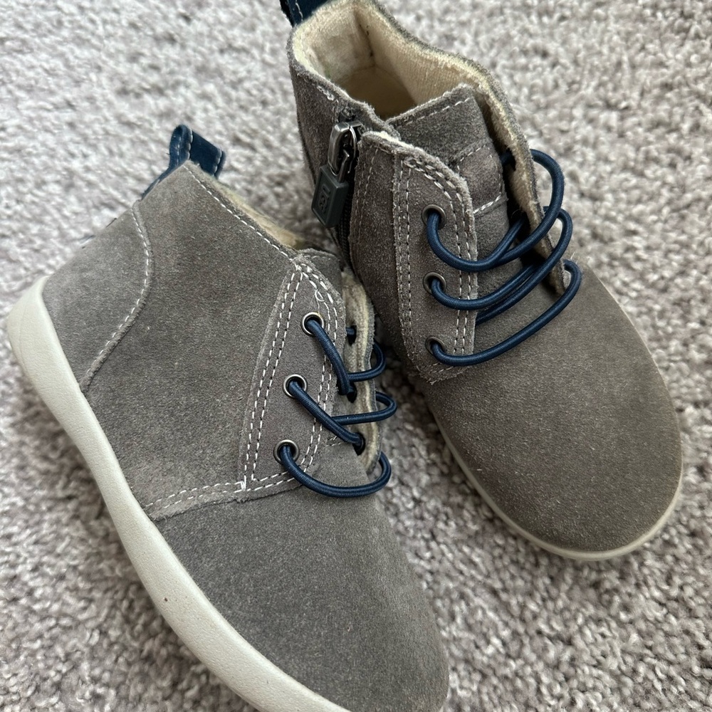 UGG Gray Kids Boots with Navy Accents